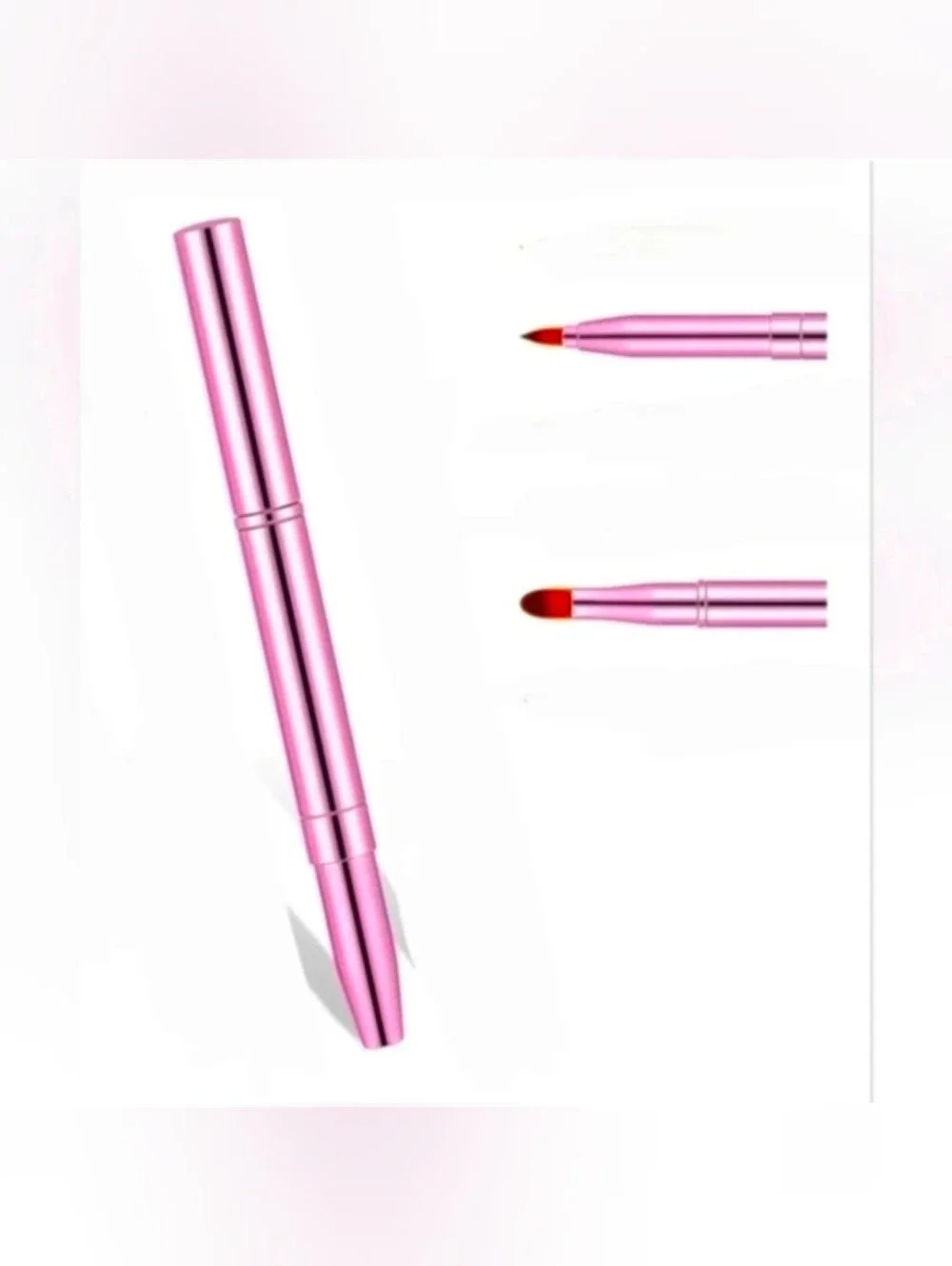 Pink Retractable Dual Sided Lip Brush- Pointed & Rounded Tips BNIB